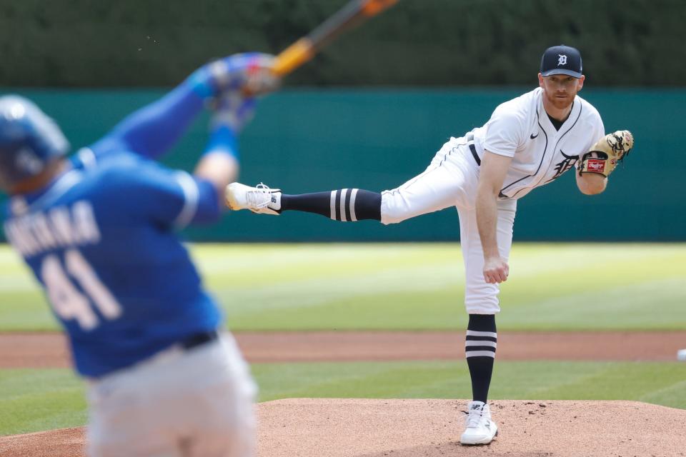 Tigers pitcher Spencer Turnbull in the first inning against the Royals on Thursday, May 13, 2021, at Comerica Park.