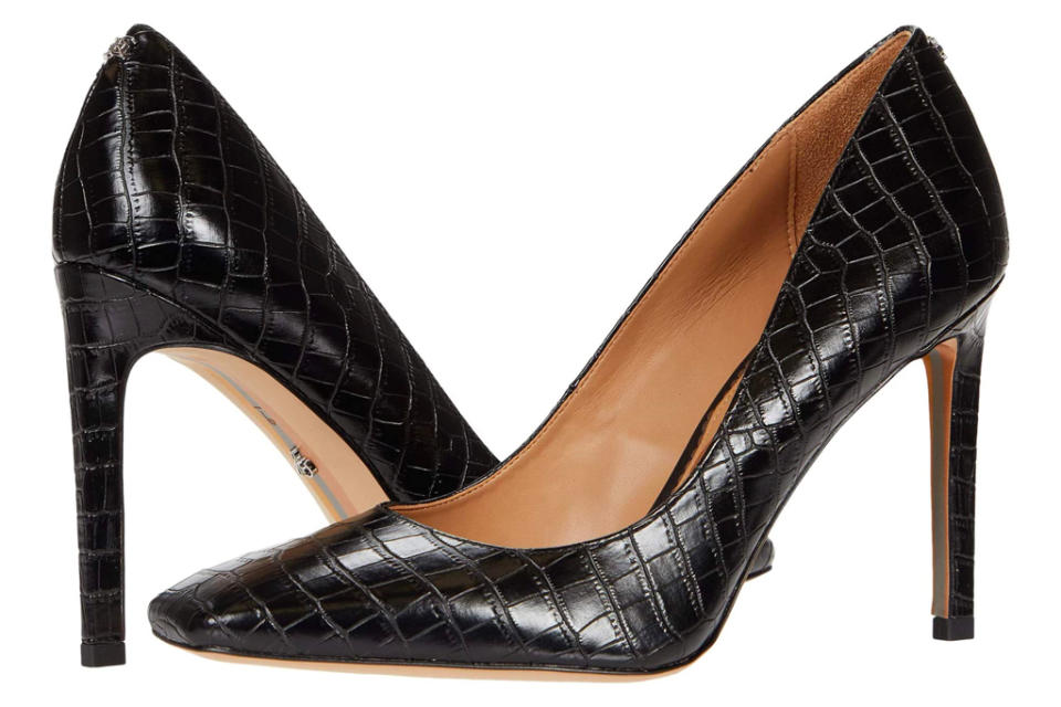 croc heels, embossed pumps, sam edelman