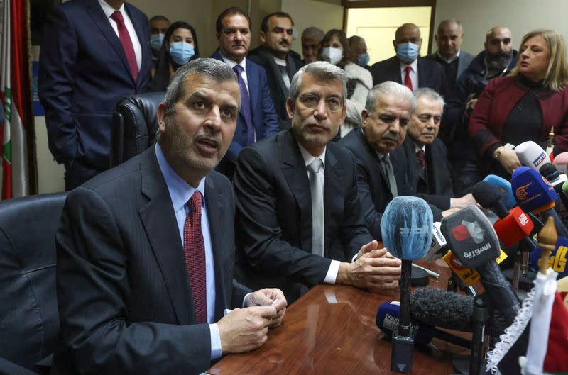 Lebanese, Syrian and Jordanian energy ministers sign a deal that will supply Lebanon with electricity, in Beirut