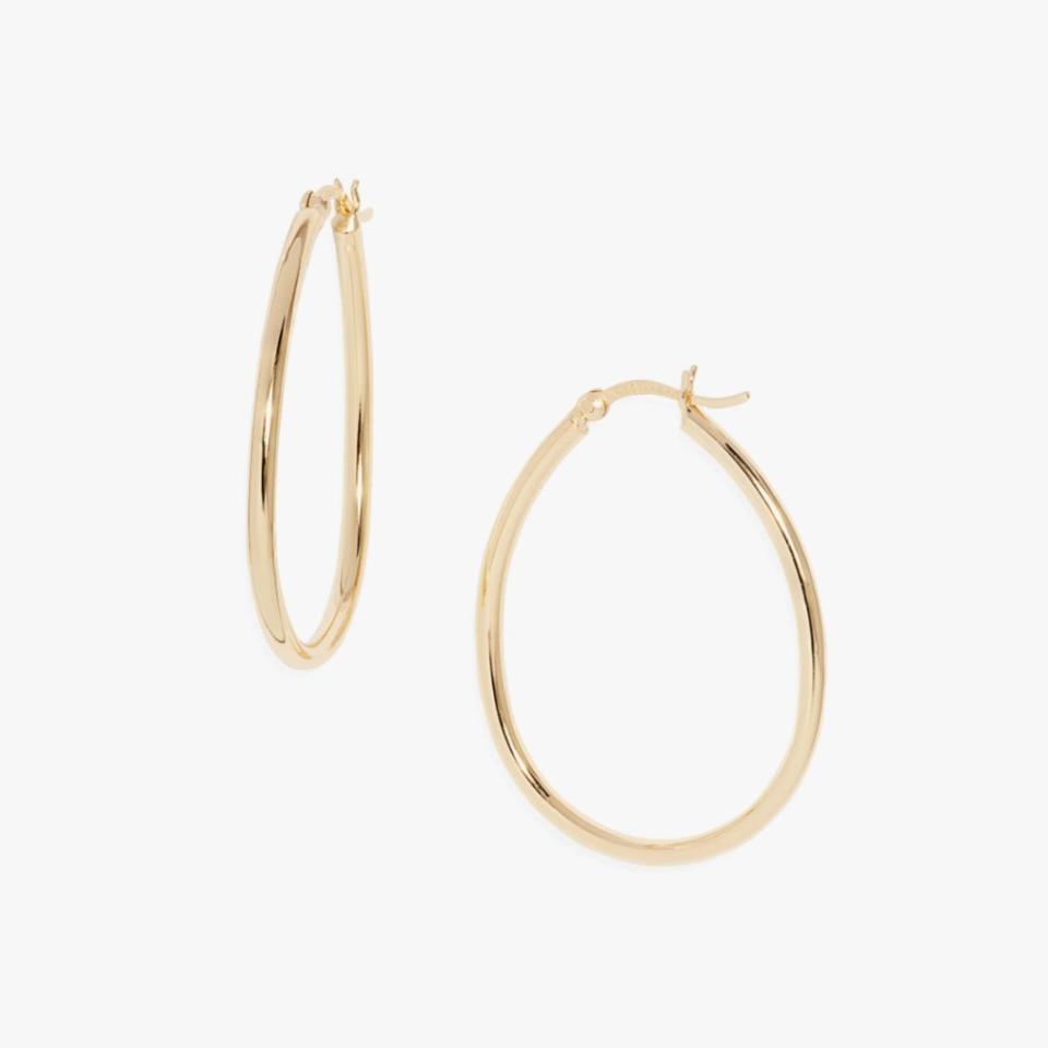 Argento Vivo Sterling Silver gold teardrop hoop earrings