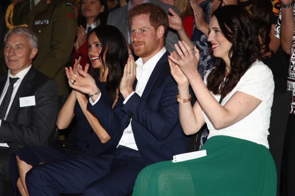 Meghan Markle, Prince Harry and Jacinda Ardern | Pool/Getty Images