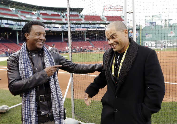 Pedro Martinez and Iván Rodríguez appeared in a few All-Star Games together. (AP Photo)