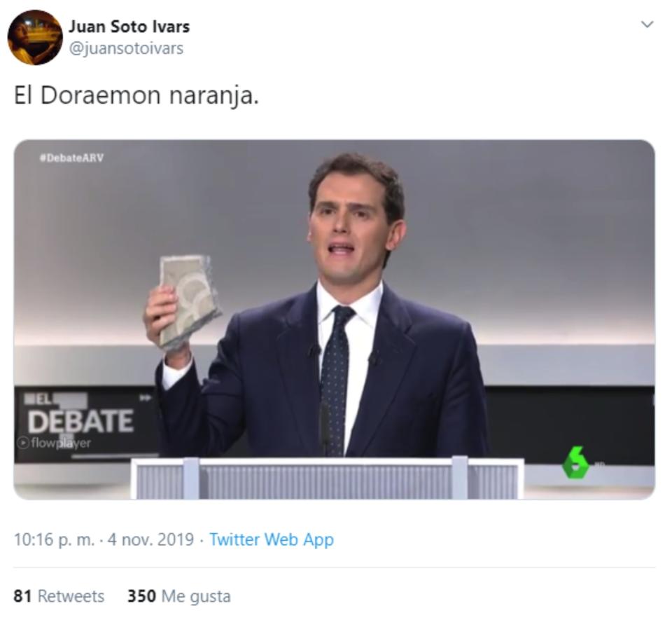 Doraemon, ‘trending topic’ durante el debate electoral gracias a Albert Rivera