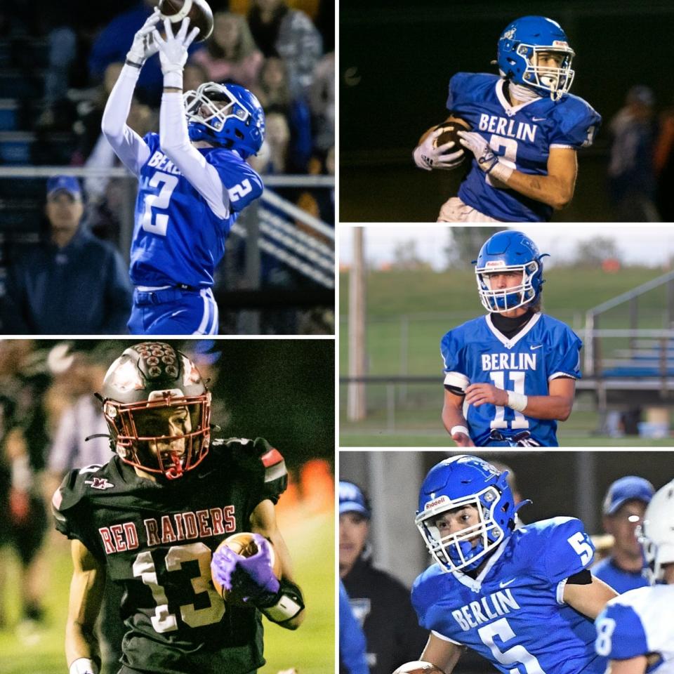 The 2023 Daily American Somerset County All-23 Football Team All-Stars include, bottom row, from left, Meyersdale's Malachi Carr, Berlin Brothersvalley's Haydon Hutzell, middle, Berlin Brothersvalley's Cody Kimmel, top, Berlin Brothersvalley's Zander Ritenour and Pace Prosser.