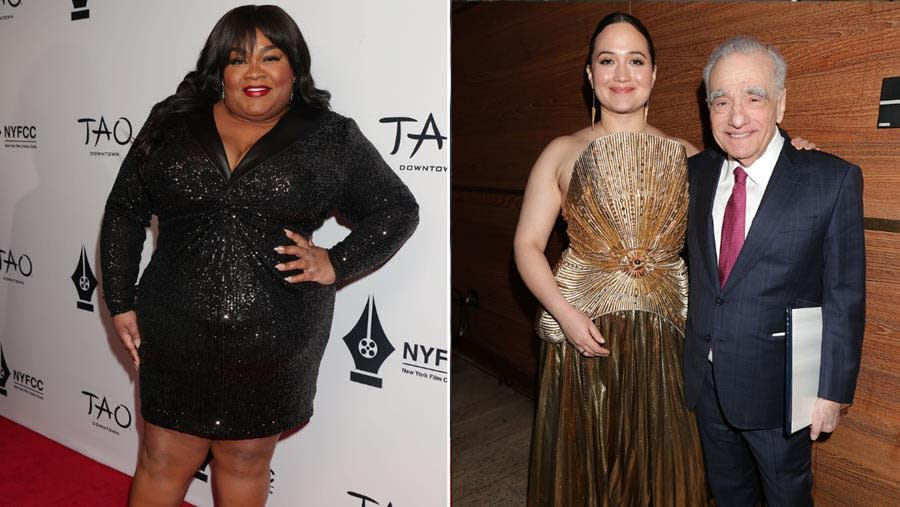 At the New York Film Critics Circle Awards Gala, honorees Da’Vine Joy Randolph (Left) and Lily Gladstone and Martin Scorsese (Right) enjoy the night at TAO Downtown in New York City. (Starpix)