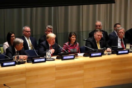 U.S. President Donald Trump speaks at the United Nations Global Call to Action on the World Drug Problem during the 73rd U.N. General Assembly in New York, U.S., September 24, 2018. REUTERS/Carlos Barria