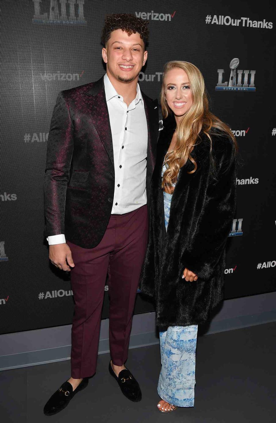 Patrick Mahomes II and Brittany Matthews attend the world premiere event for "The Team That Wouldn't Be Here" documentary hosted by Verizon on January 31, 2019 in Atlanta, Georgia