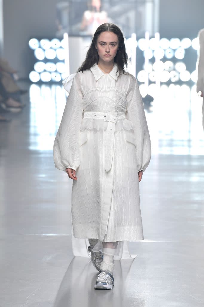 Ella Emhoff walks the runway during the Cecilie Bahnsen Womenswear Fall Winter 2023-2024 show as part of Paris Fashion Week on March 01, 2023 in Paris, France.