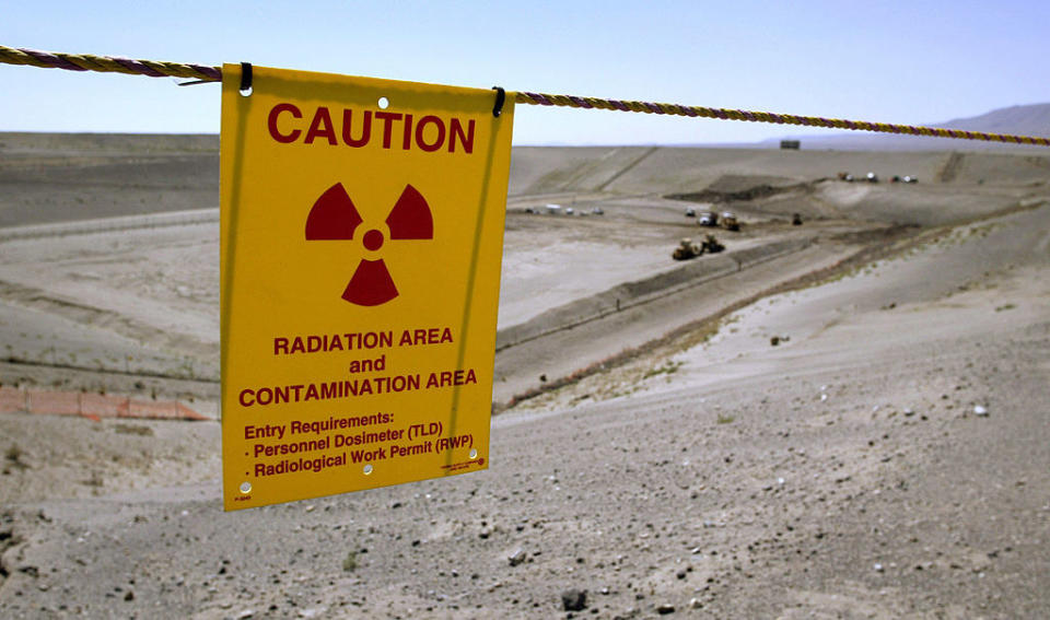 radiation warning sign at the hanford nuclear site