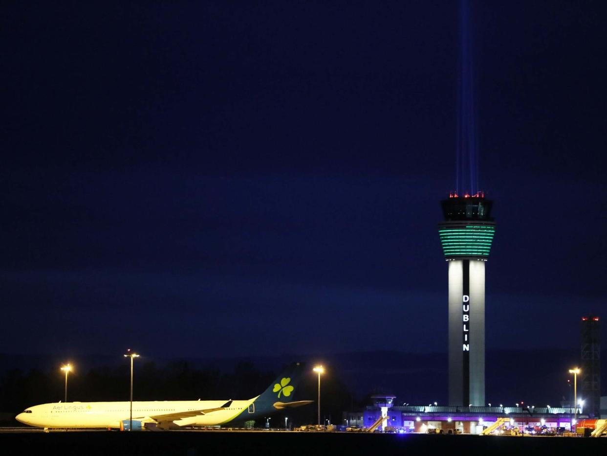 Dublin Airport shines a large beam in tribute to front line health workers. The airport's Twitter account poked fun at Boris Johnson's top advisor, who said he took a 30-minute drive while under lockdown to test his eyesight: PA