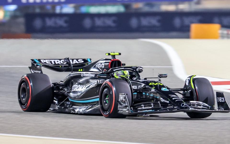 Lewis Hamilton of Mercedes takes part in the practice lap ahead of the Formula 1 Bahrain Grand Prix 2023 at Bahrain International Circuit - Lewis Hamilton warns Mercedes may have to change their car to close the gap to Red Bull - Anadolu Agency/Getty Images