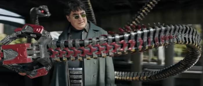 Doc Ock with a armored, red tentacle in "Spider-Man: No Way Home"