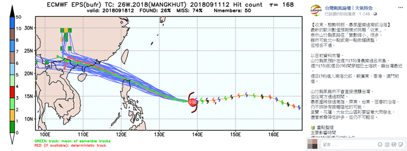 （截自臉書粉專「台灣颱風論壇｜天氣特急」）