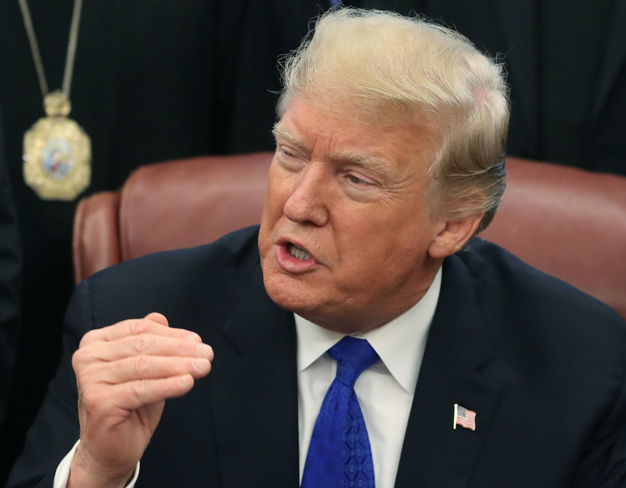 President Donald Trump said at a White House meeting Tuesday that he'd be willing to see a government shutdown in his fight for border wall funding. (Photo: Mark Wilson via Getty Images)