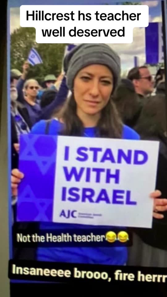 Karen Marder on Tuesday identified herself as the teacher who <br>was forced to hide in a locked office as an angry antisemitic <br>student mob tried to push its way into her Queens classroom. TikTok/Noname_2023