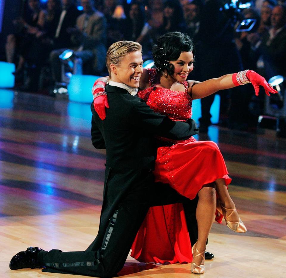 Lil' Kim and Derek Hough perform the Quickstep to "Diamonds Are a Girl's Best Friend" by Marilyn Monroe on "Dancing with the Stars."