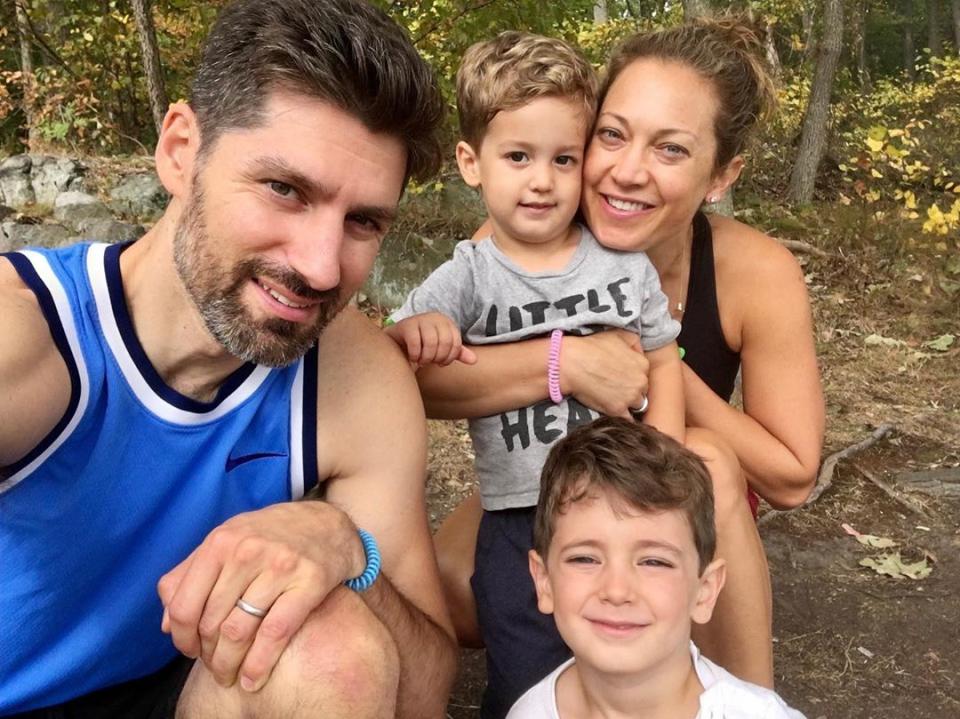 Ginger with her two boys and her husband, Ben Aaron. Photo: Instagram/ginger_zee.