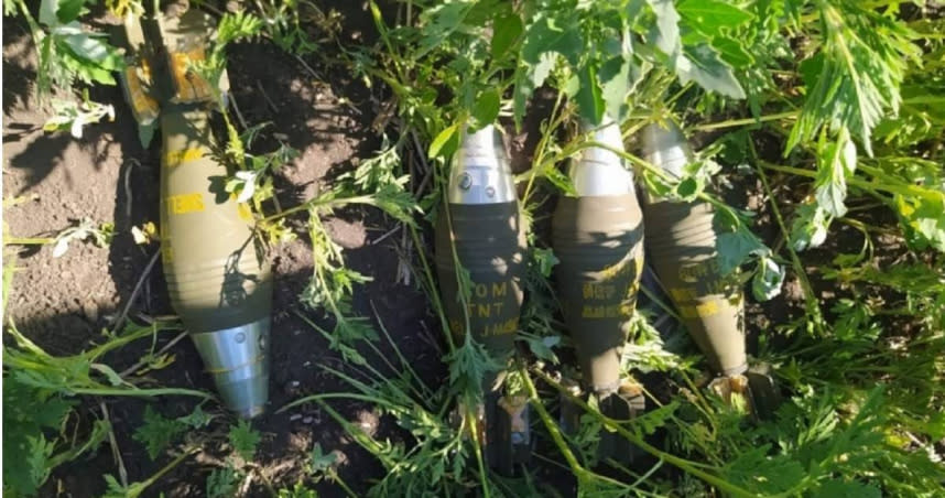 台灣製的迫擊砲砲彈在烏克蘭現蹤。（圖／翻攝自推特）