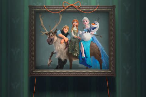Frozen family portrait: (L-R) Kristoff, Anna, Elsa and Olaf. Photo: Walt Disney Studios