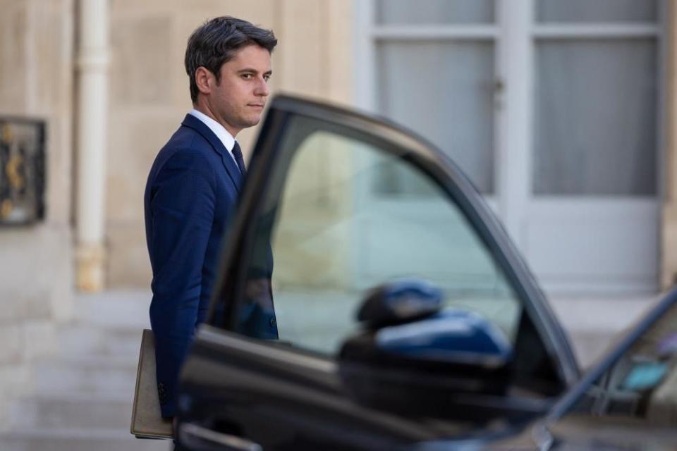 French Prime Minister Gabriel Attal leaves Elysee palace after a cabinet meeting in Paris, France on 15 May