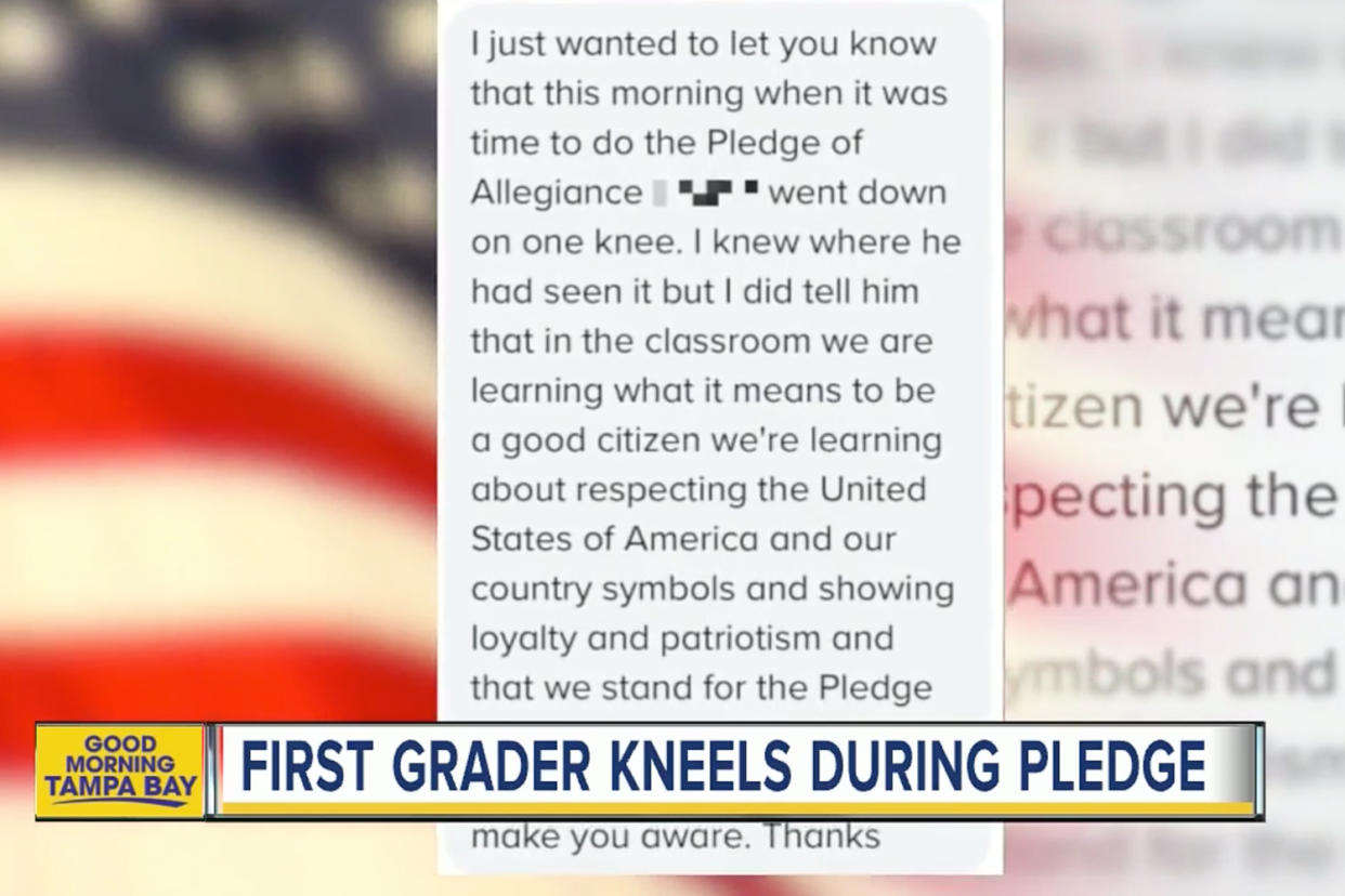 Schools are now dealing with students kneeling during the national anthem. (Photo: ABC WFTS Tampa Bay)