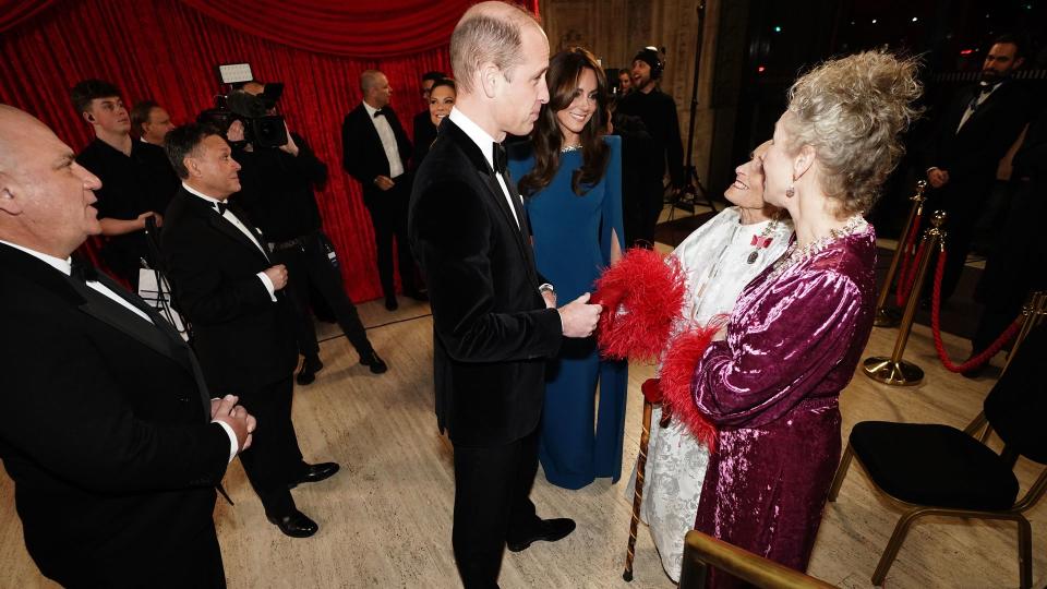 William and Kate greet Daphne Selfe at Royal Variety Performance