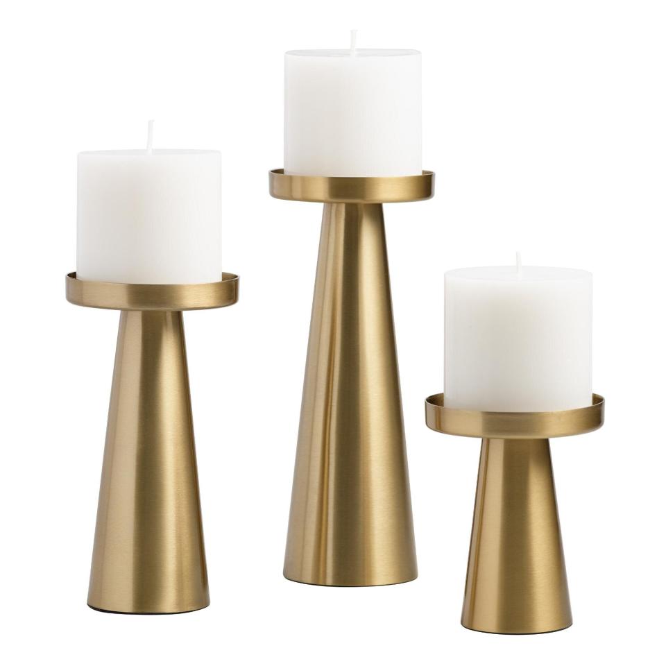 Brushed Gold Metal Contemporary Pillar Candleholder