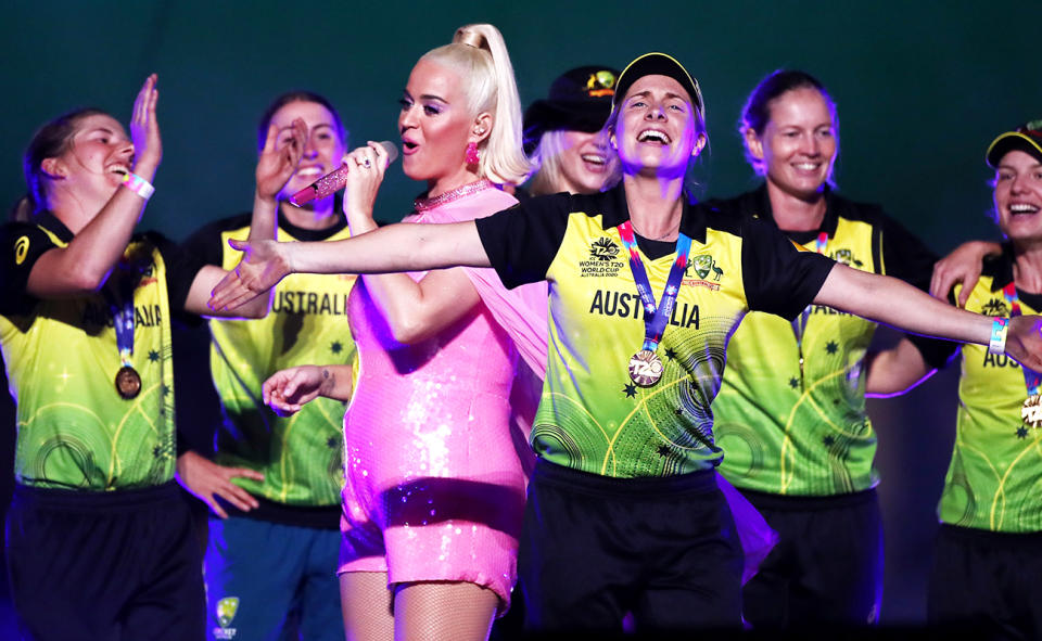 Katy Perry, pictured here after the Women's World Cup final at the MCG in 2020.