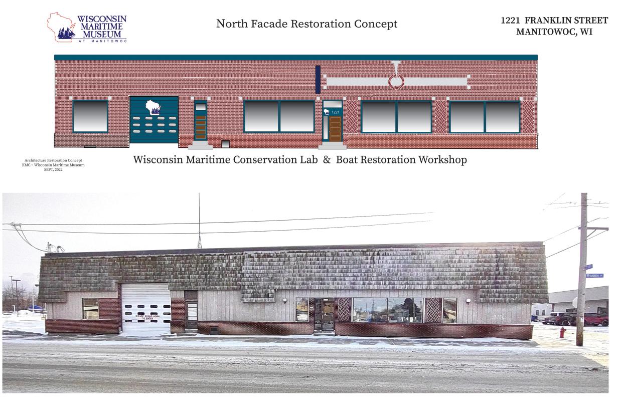 Rendering of the north facade of 1221 Franklin St., future home of Wisconsin Maritime Museum's Wisconsin Maritime Heritage Center.