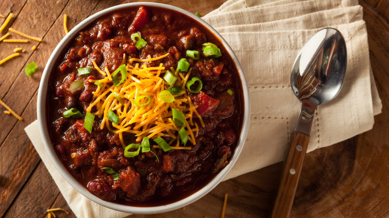 A bowl of homemade chili