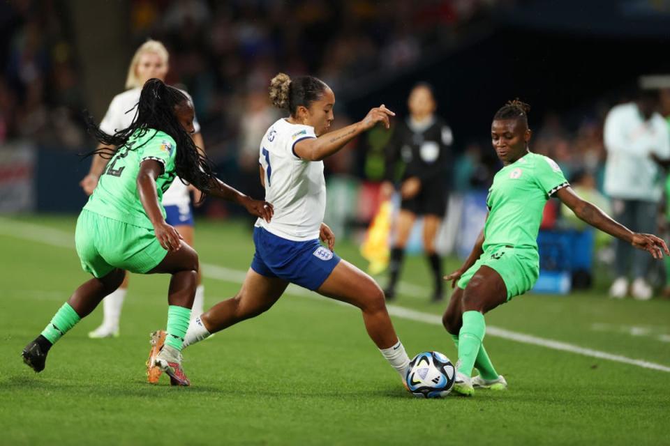 James was crowded out against Nigeria (The FA via Getty Images)