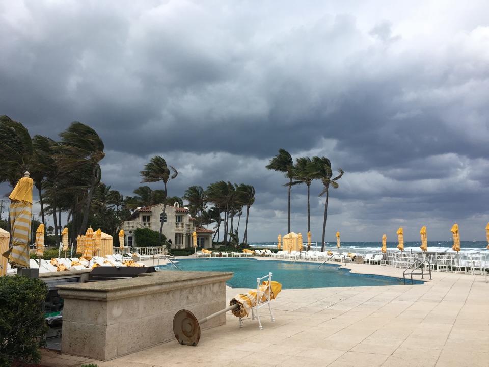 The Trump Mar-a-Lago swimming pool overlooking the Atlantic Ocean in March 2017.