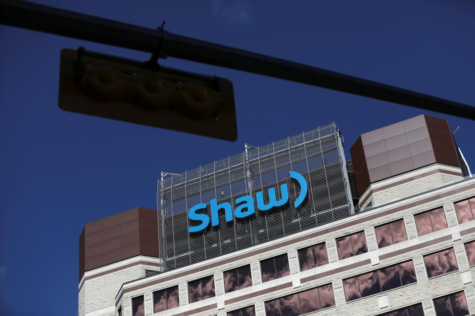 The Shaw Communications logo is seen at their office in Calgary, Alberta, Canada, April 17, 2019. REUTERS/Chris Wattie