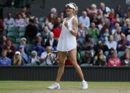 Britain Tennis - Wimbledon - All England Lawn Tennis & Croquet Club, Wimbledon, England - 30/6/16 Canada's Eugenie Bouchard celebrates winning her match against Great Britain's Johanna Konta REUTERS/Andrew Couldridge