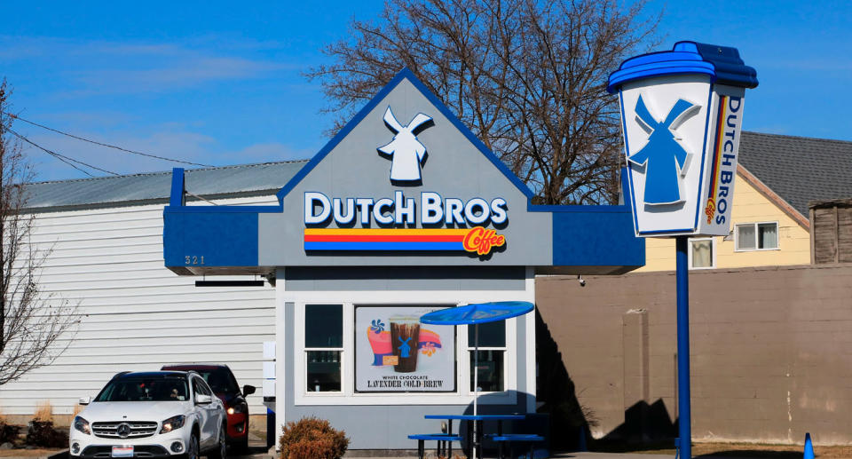 Dutch Brothers drive thru or walk up coffee stand, Moscow, Idaho. headquartered in Grants Pass Oregon and is the largest privately held drive-thru coffee company in the United States. (Photo by: Don and Melinda Crawford/UCG/Universal Images Group via Getty Images)
