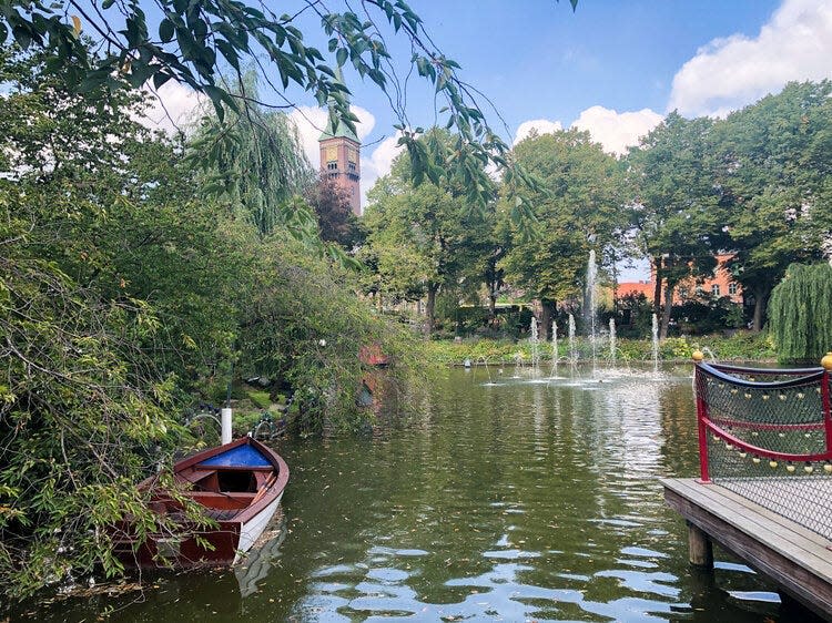 View of a pond at Tivoli Gardens in Denmark freelancer photo