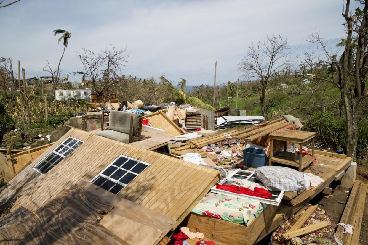 A destroyed home in Wesley Village, Dominica, after Hurricane Maria struck the region: Getty