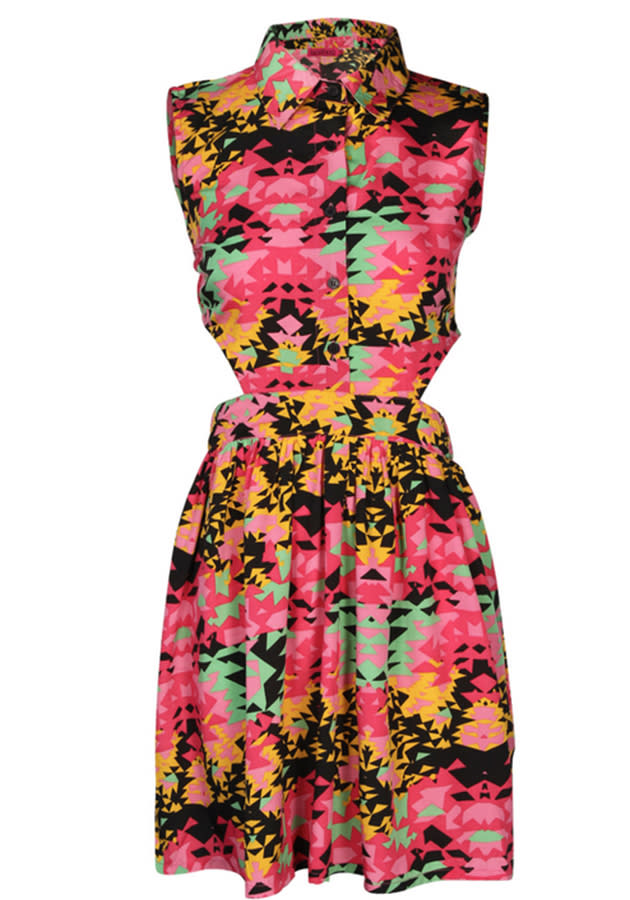 ikat multi print cut out dress boohoo