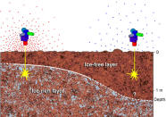 Water, whether liquid or frozen, absorbs neutrons more than other substances. The Detector of Albedo Neutrons on the Mars Science Laboratory rover will use this characteristic to search for subsurface ice on Mars.