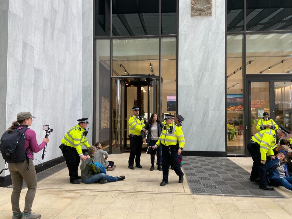 XR protesters enter the Shell building in London (Saphora Smith / The Independent)
