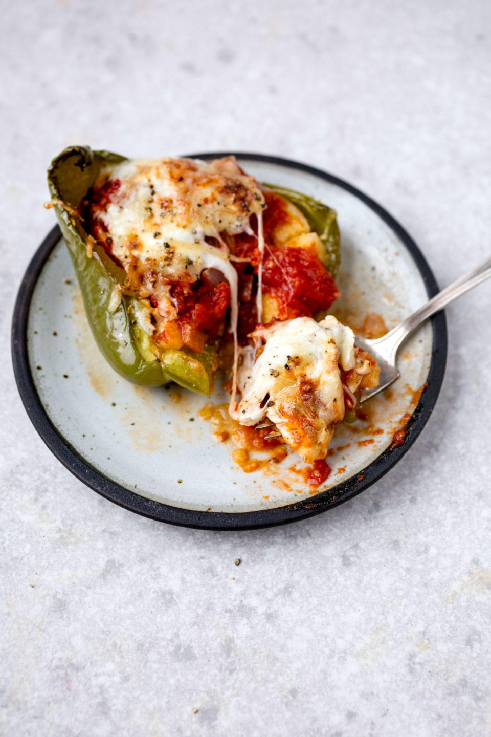 Vegetarian Polenta Pizza Stuffed Peppers