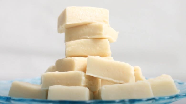 Stack of white fudge pieces 