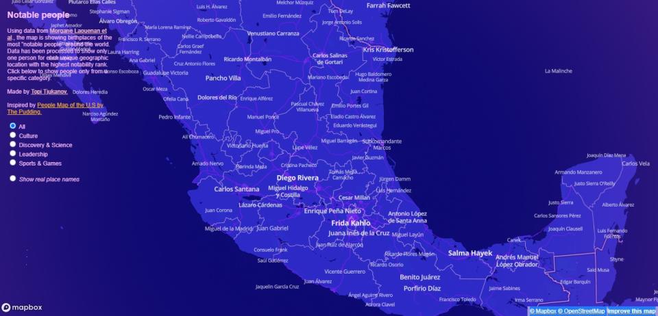 Así se ve cuando le haces zoom a México. Foto: Notable People Map.