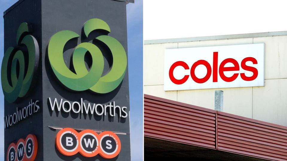 Woolworths and Coles signage