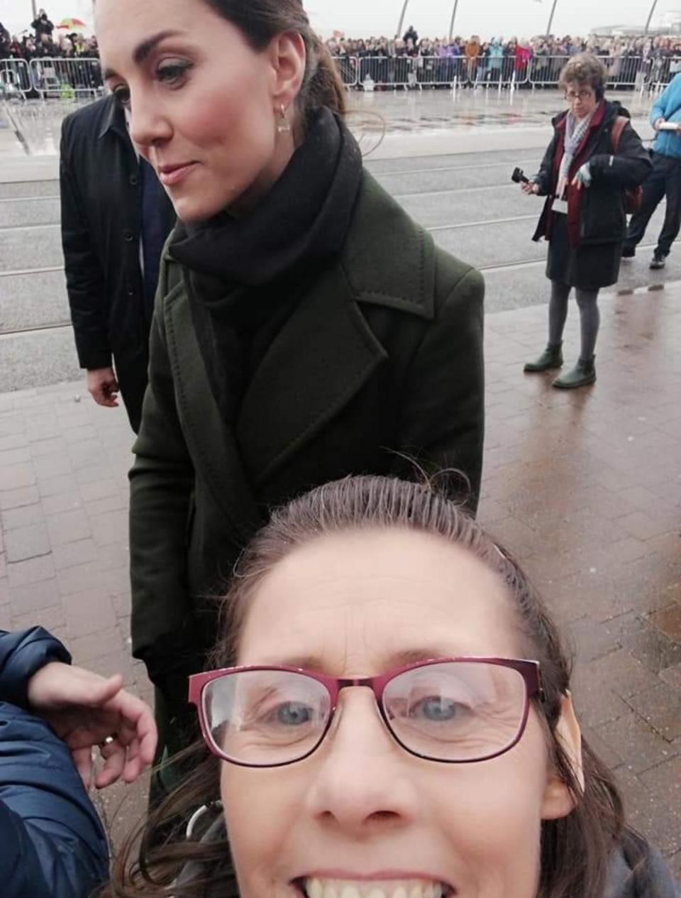 Paul Philip Roberts’ wife Theresa Shaw taking a photo with Kate Middleton in Blackpool (Paul Philip Roberts/PA)