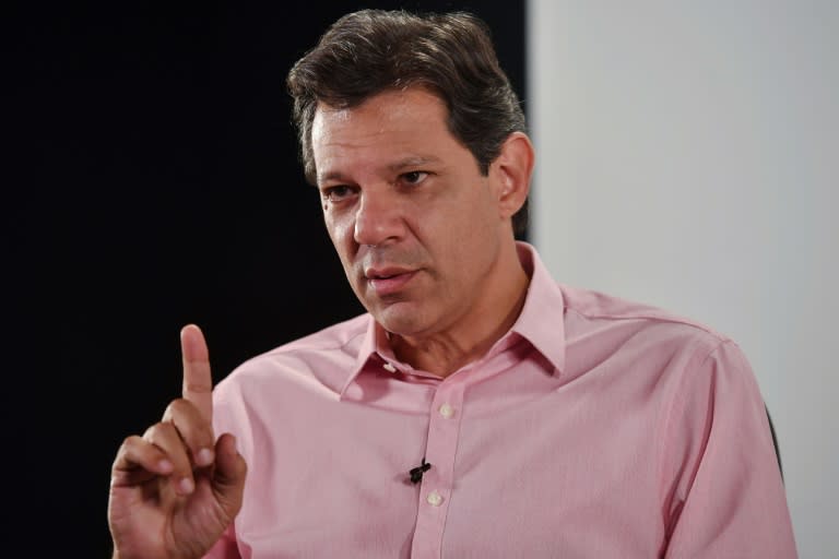 Polls since the first round of voting suggest Bolsonaro's support has climbed to 59 percent, against 41 percent for Fernando Haddad, pictured