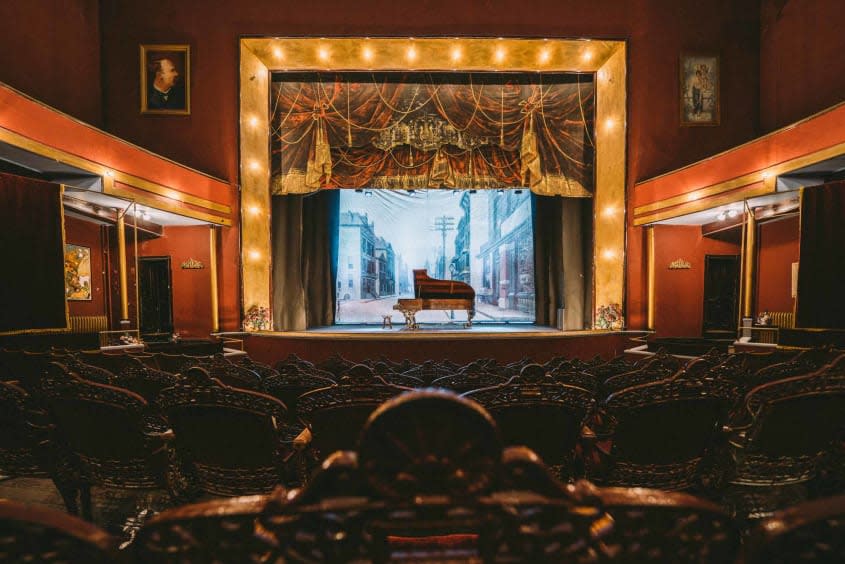 The stage inside the Tabor Opera House