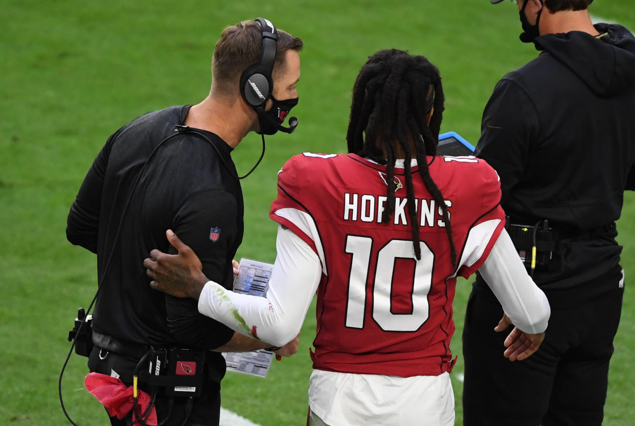 DeAndre Hopkins and Kliff Kingsbury with the Cardinals.