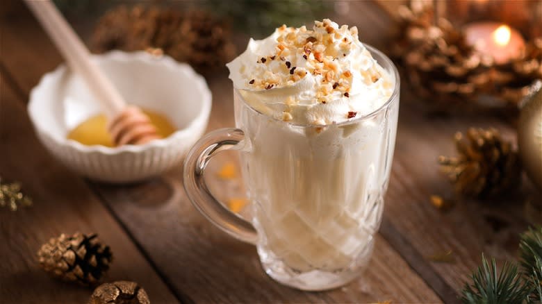 Eggnog with whipped cream 