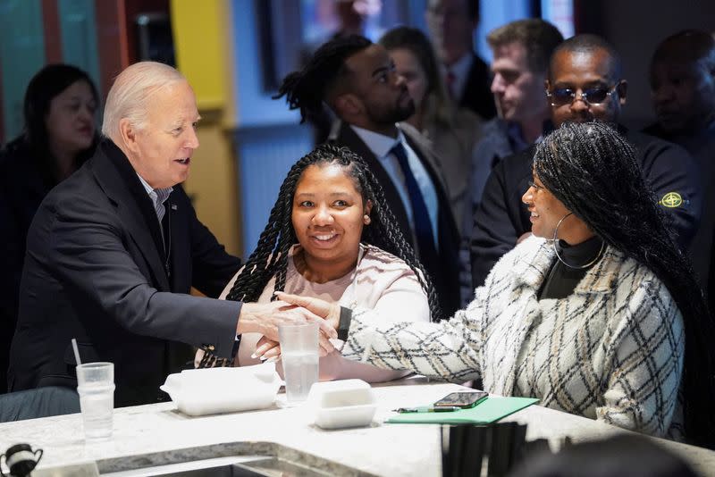 U.S. President Biden visits autoworkers in the Detroit metro area